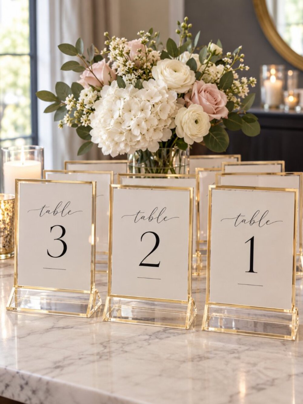8 Pack Gold Acrylic 5x7 Tabletop Sign Holders & Frames